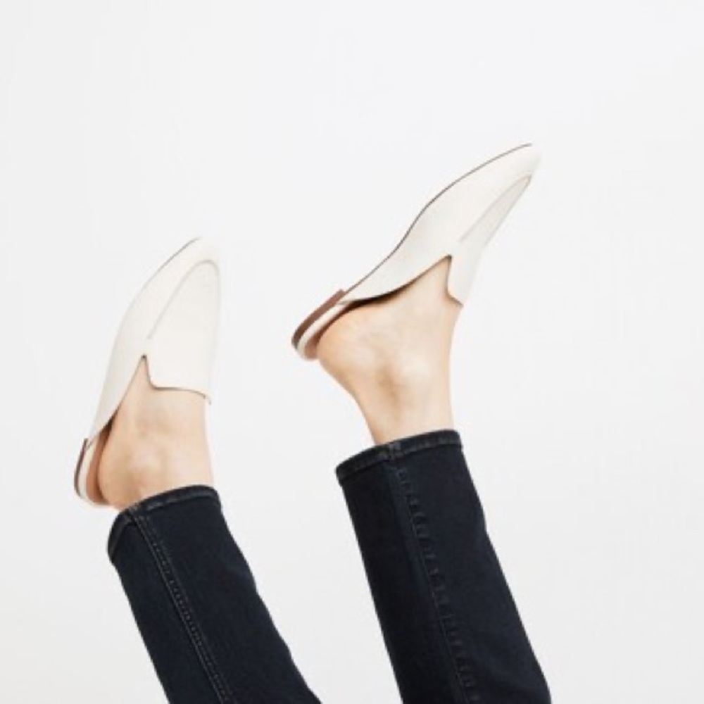 Madewell The Frances Skimmer Mule in Leather Vintage Canvas Cream - Picture 2 of 5